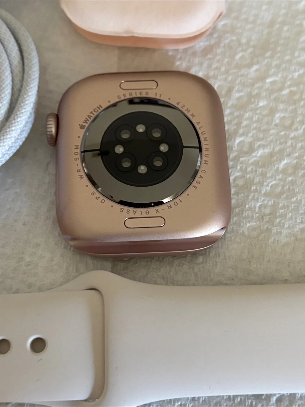 Apple Smartwatch in Pink Gold with Pale Pink Sand Sport Band